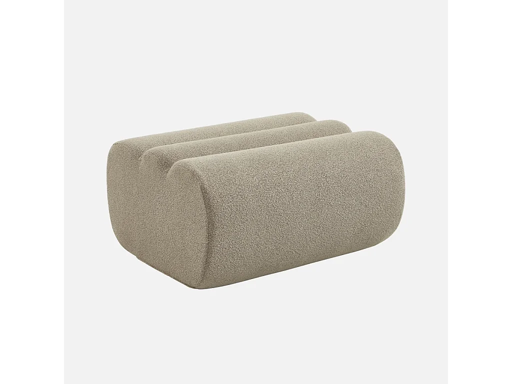 Poggiapiedi per poltrona nova in bouclé testurizzato, beige