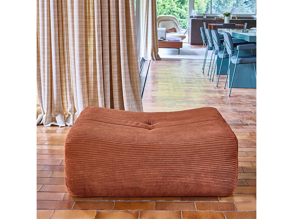 Poggiapiedi per poltrona sokol in velluto a coste, terracotta