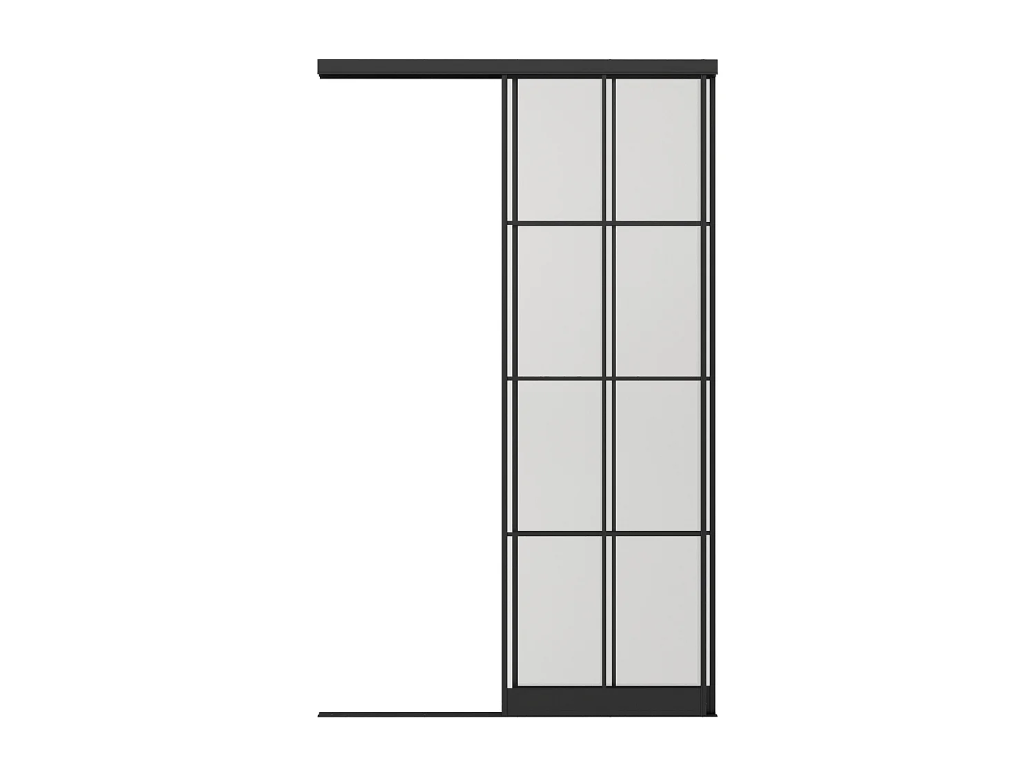 Portes de placard coulissantes en acier - Noir et verre trempé dépoli - H250 x L130 cm - ALEPA