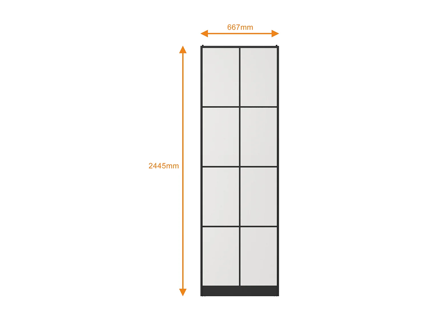 Portes de placard coulissantes en acier - Noir et verre trempé dépoli - H250 x L130 cm - ALEPA