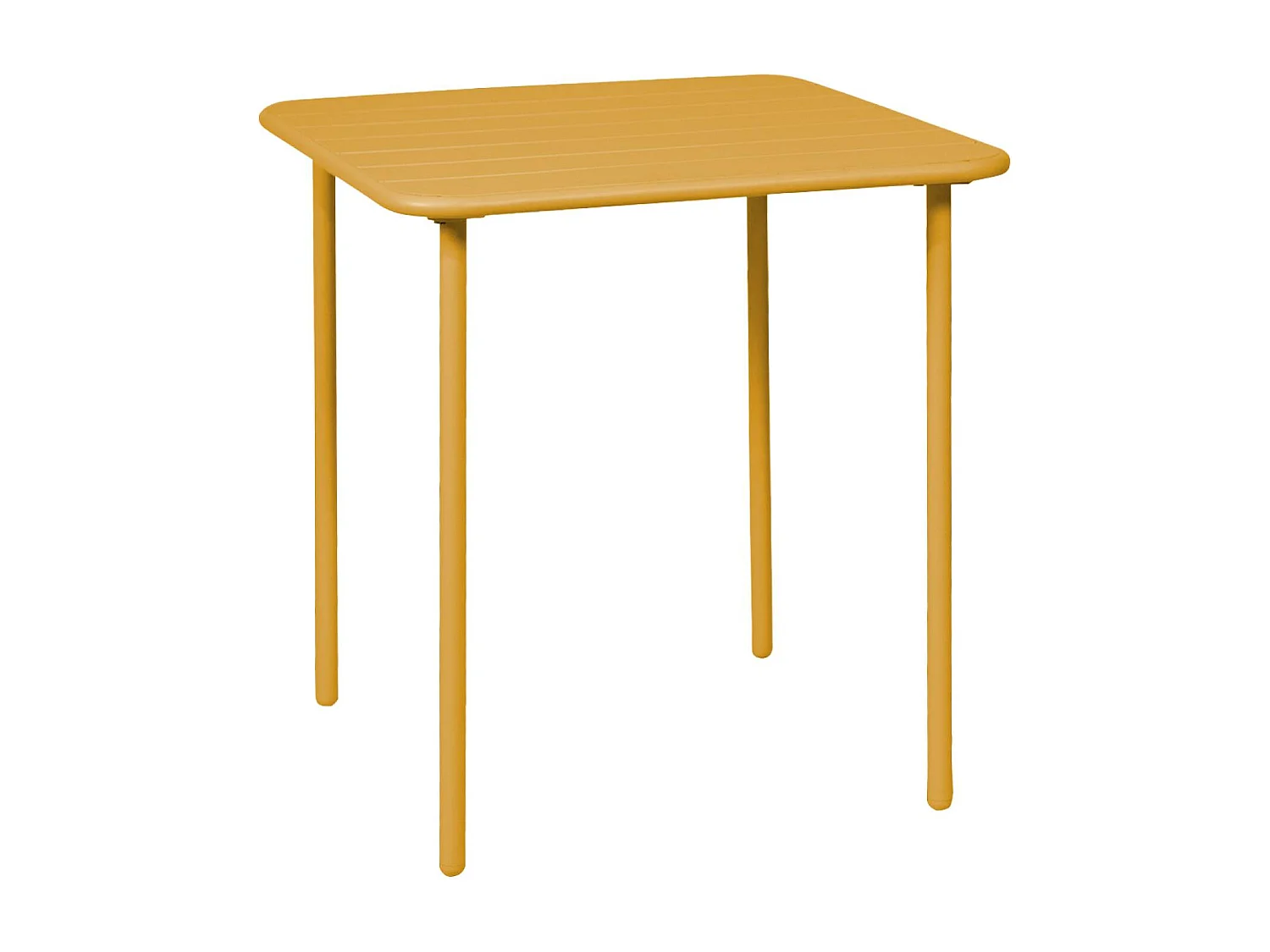 Table de jardin métal 2 places. ocre. Amelia. 70x70cm. traitement antirouille. lattes et bords arrondis