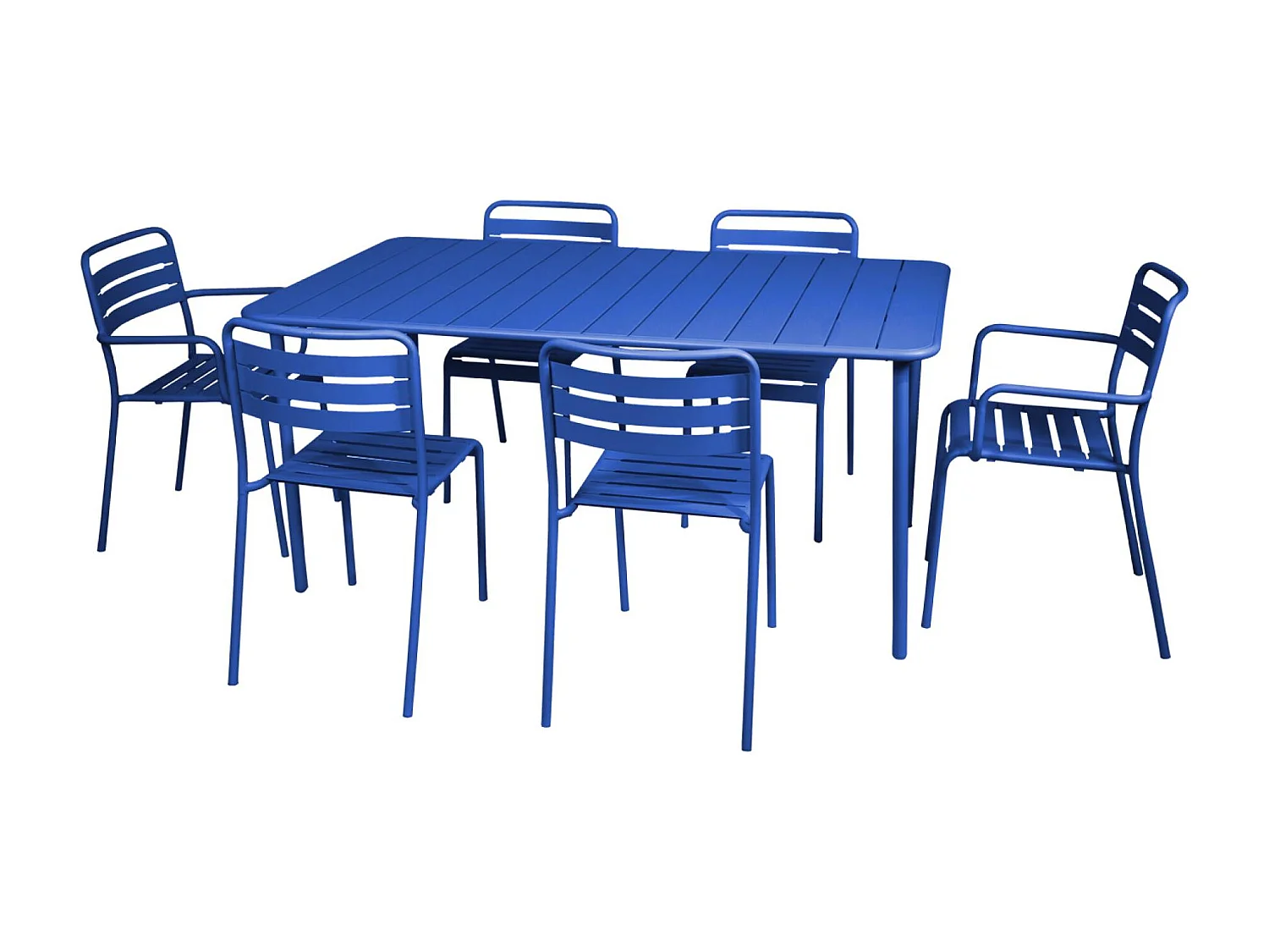 Table de jardin métal 6-8 places. bleu électrique. Amelia. 160x90x72.5cm