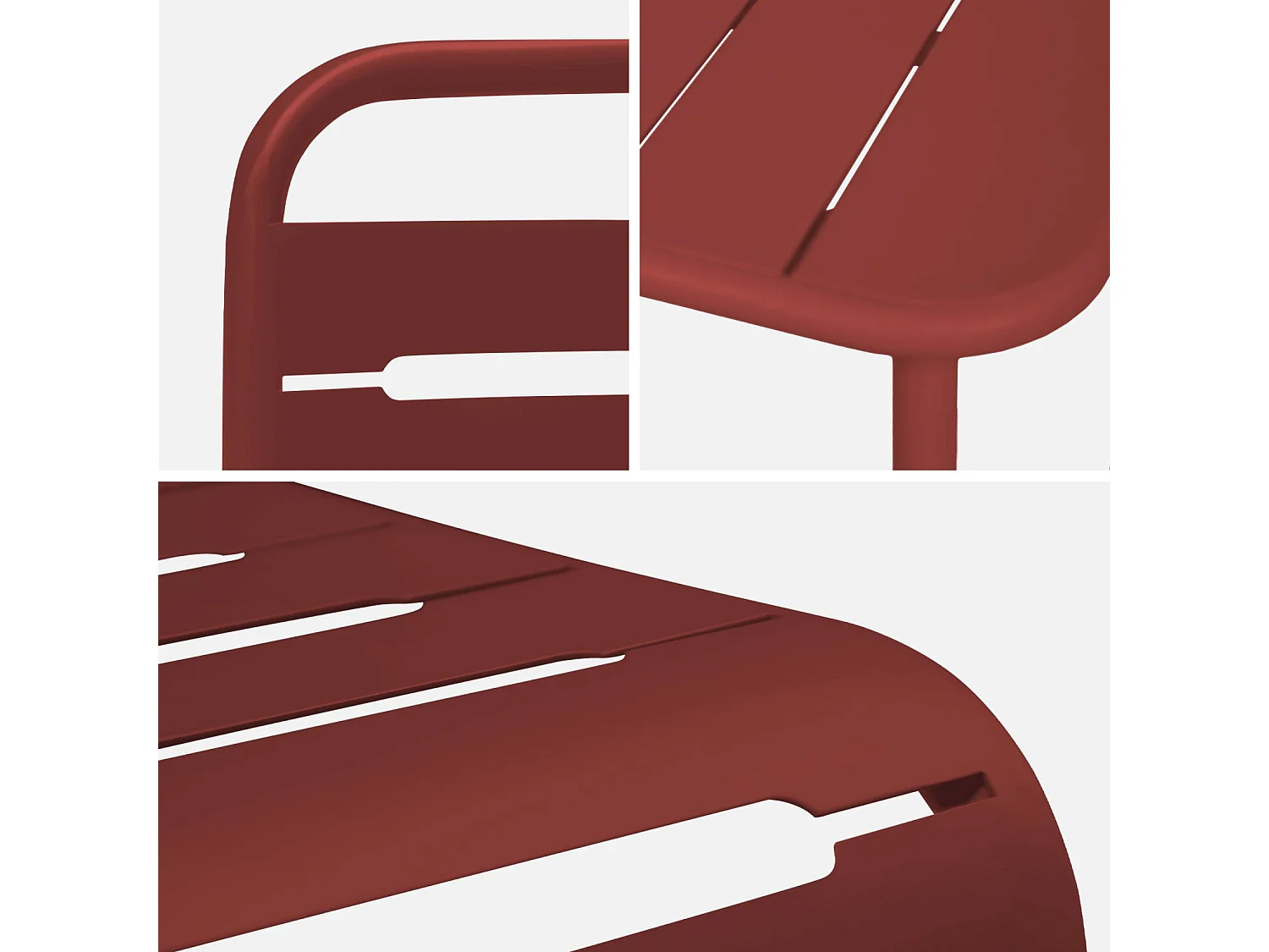 Set tavolo da giardino in acciaio con 2 sedie, 70cm, terra di siena