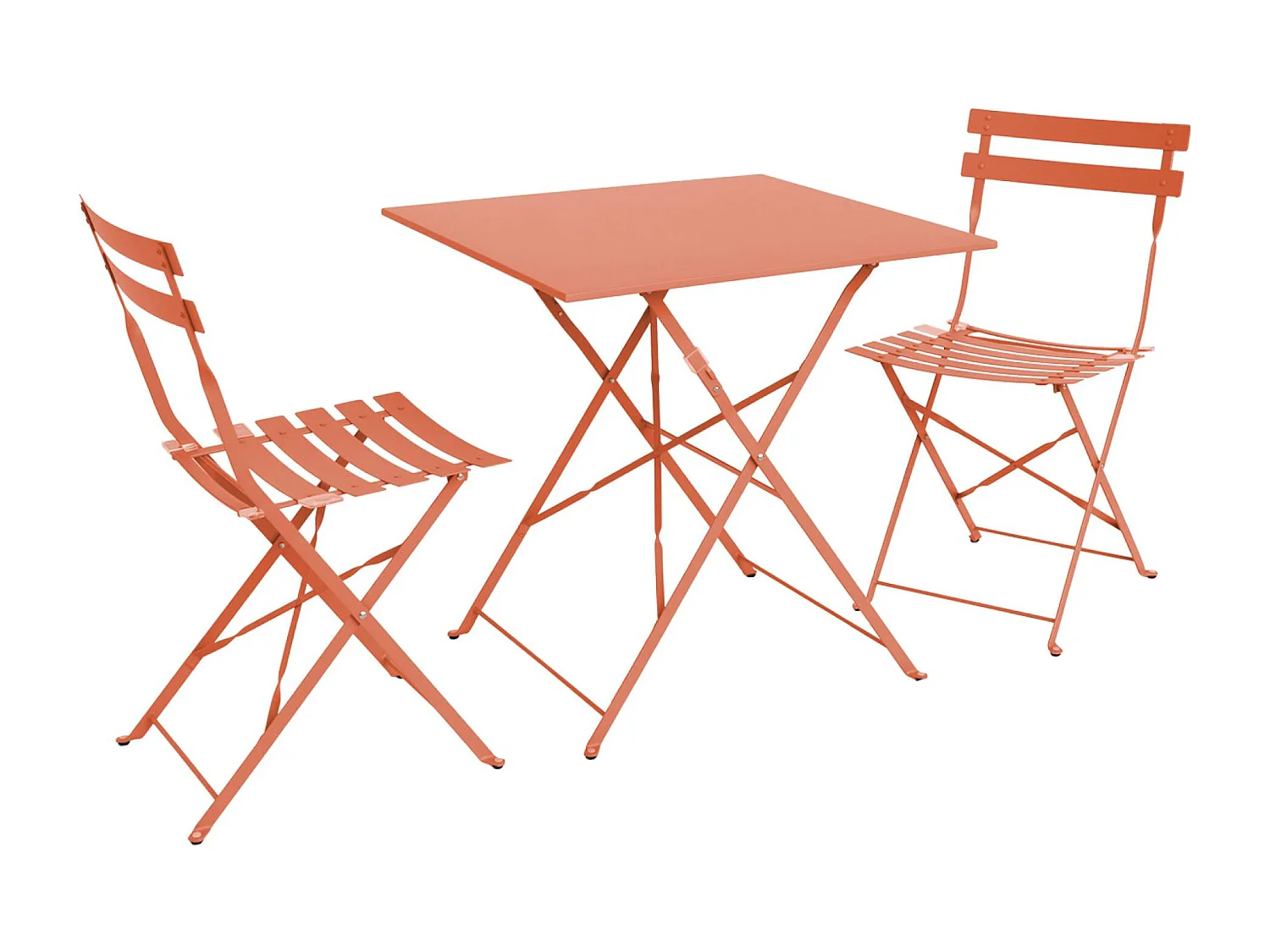 Set mesa de jardín bistró plegable de acero con 2 sillas, 70cm rosa