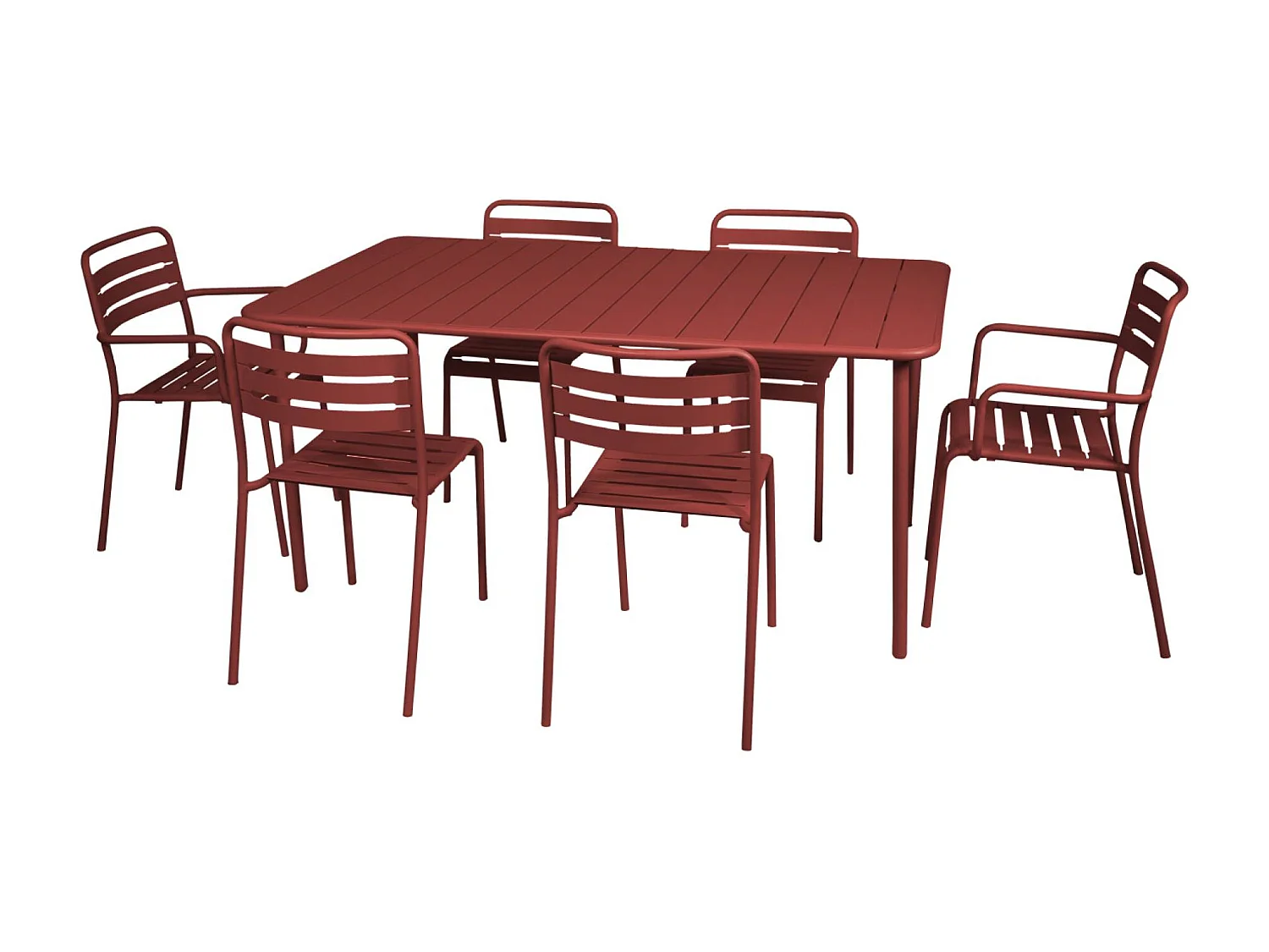 Table de jardin métal 6-8 places. terre de sienne. Amelia. 160x90x72.5cm