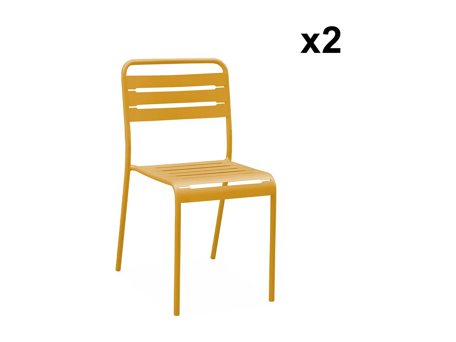 Table de jardin métal + 2 assises ocre Amélia