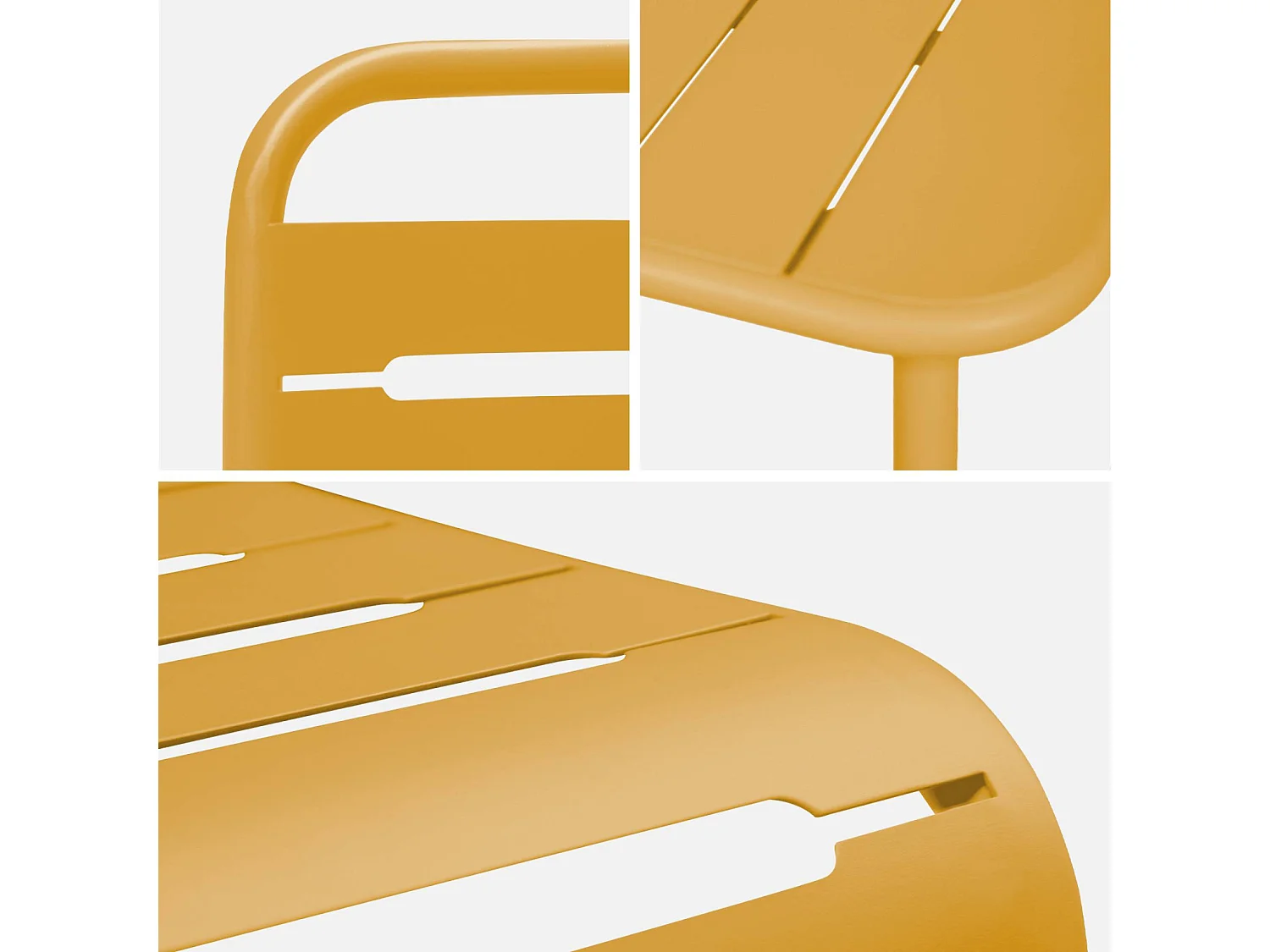 Table de jardin métal + 2 assises ocre Amélia