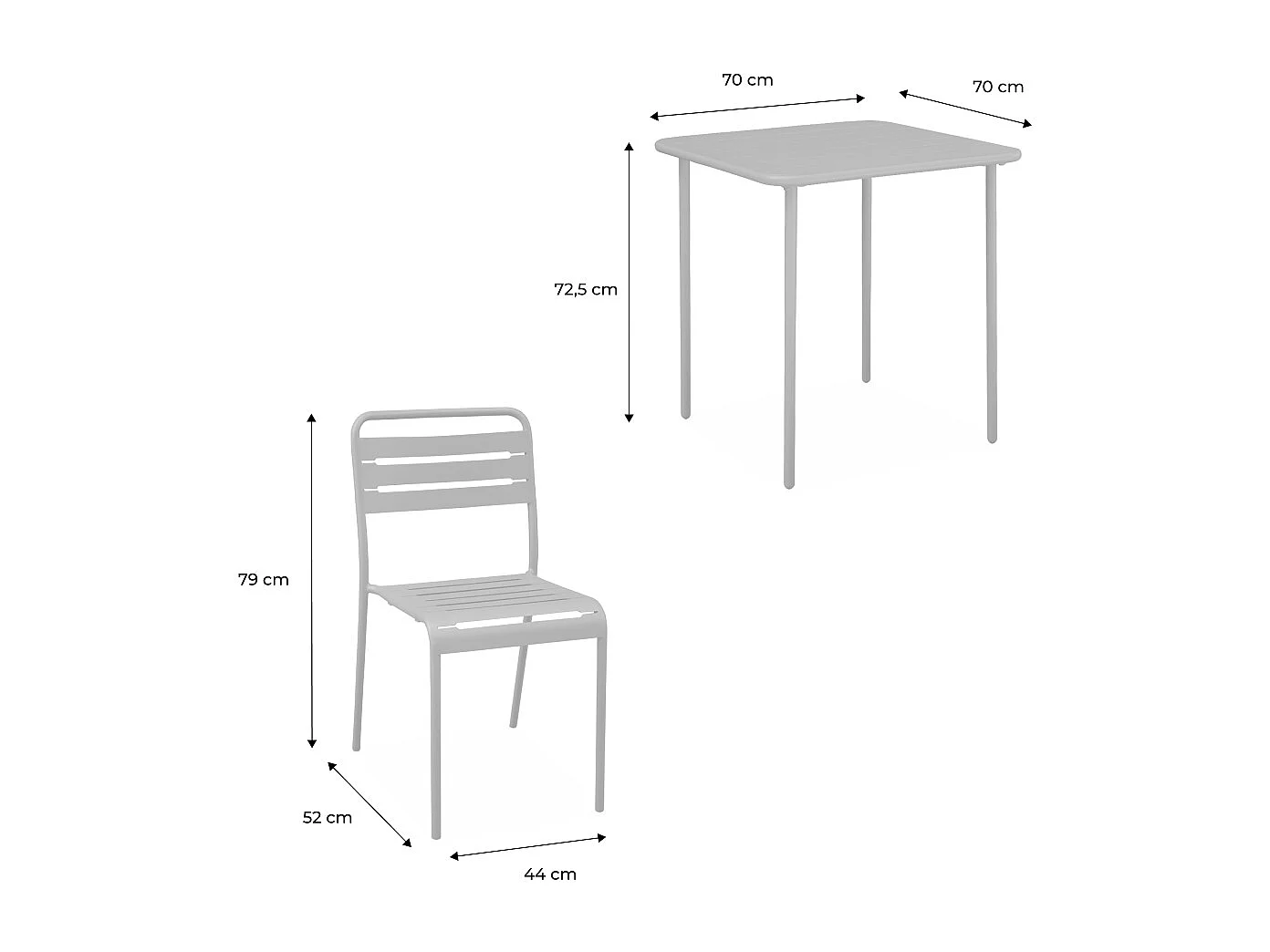 Table de jardin métal + 2 assises ocre Amélia