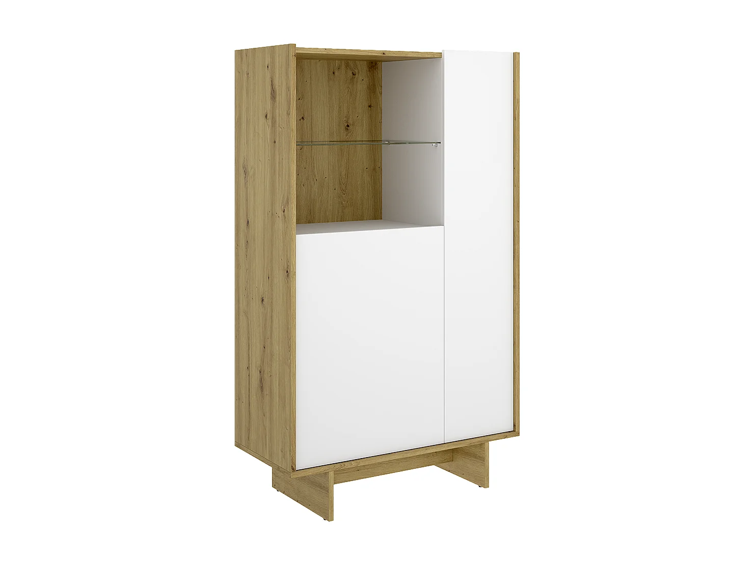 Buffet meuble de rangement vertical à 2 portes et 1 tiroir, chêne sonoma/blanc - Hauteur 137,7 x Longueur 80,5 x Profondeur 30 cm