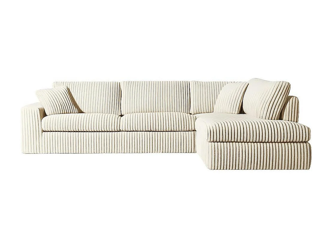 Canapé d'angle beige velours côtelé (côté droit fixe) RIVOLI