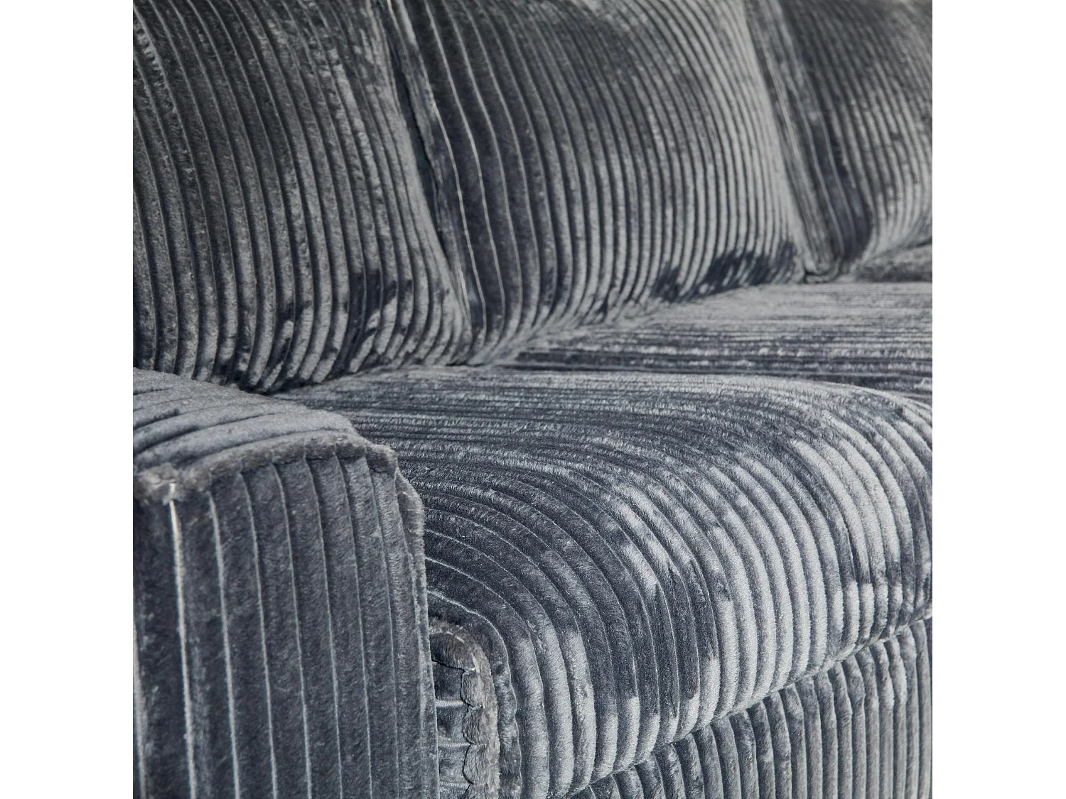 Canapé d'angle gris foncé velours côtelé (côté gauche fixe) RIVOLI