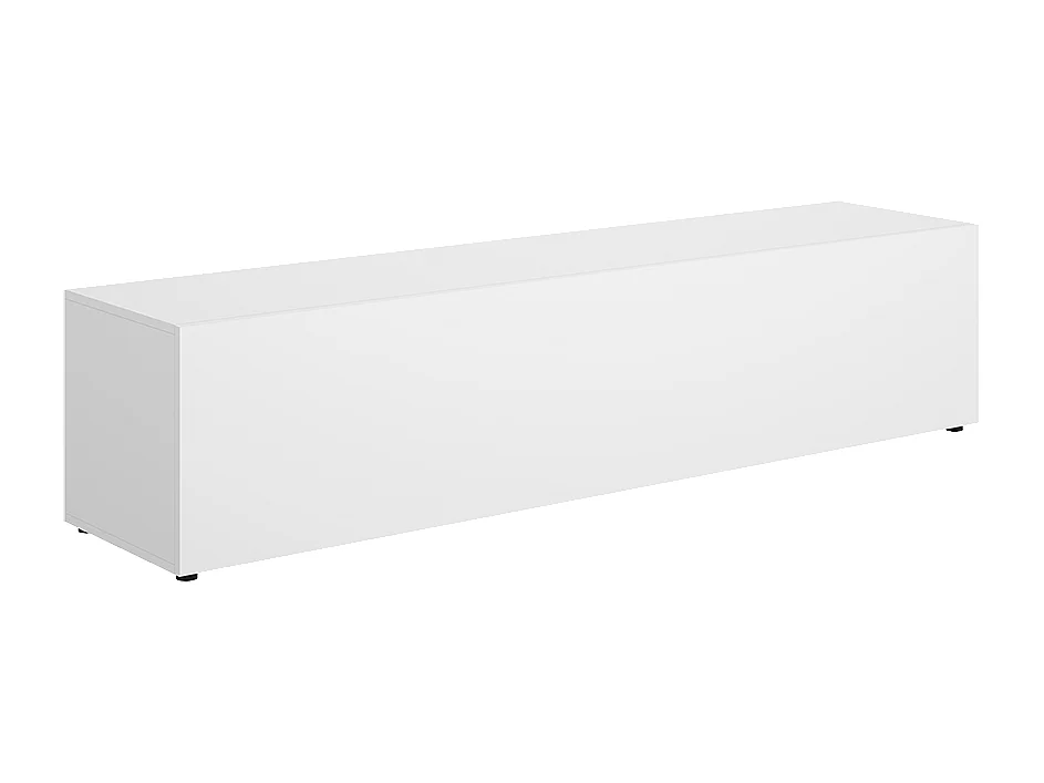 Meuble TV bas avec portes abattantes, coloris blanc - Hauteur 42 x Longueur 180 x Profondeur 41,5 cm