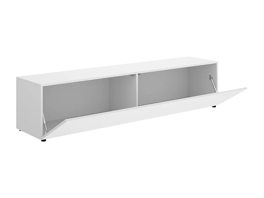 Meuble TV bas avec portes abattantes, coloris blanc - Hauteur 42 x Longueur 180 x Profondeur 41,5 cm