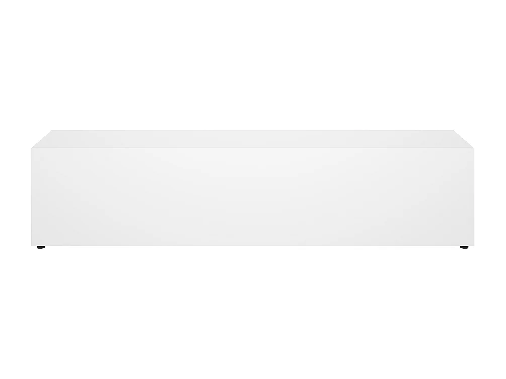 Meuble TV bas avec portes abattantes, coloris blanc - Hauteur 42 x Longueur 180 x Profondeur 41,5 cm
