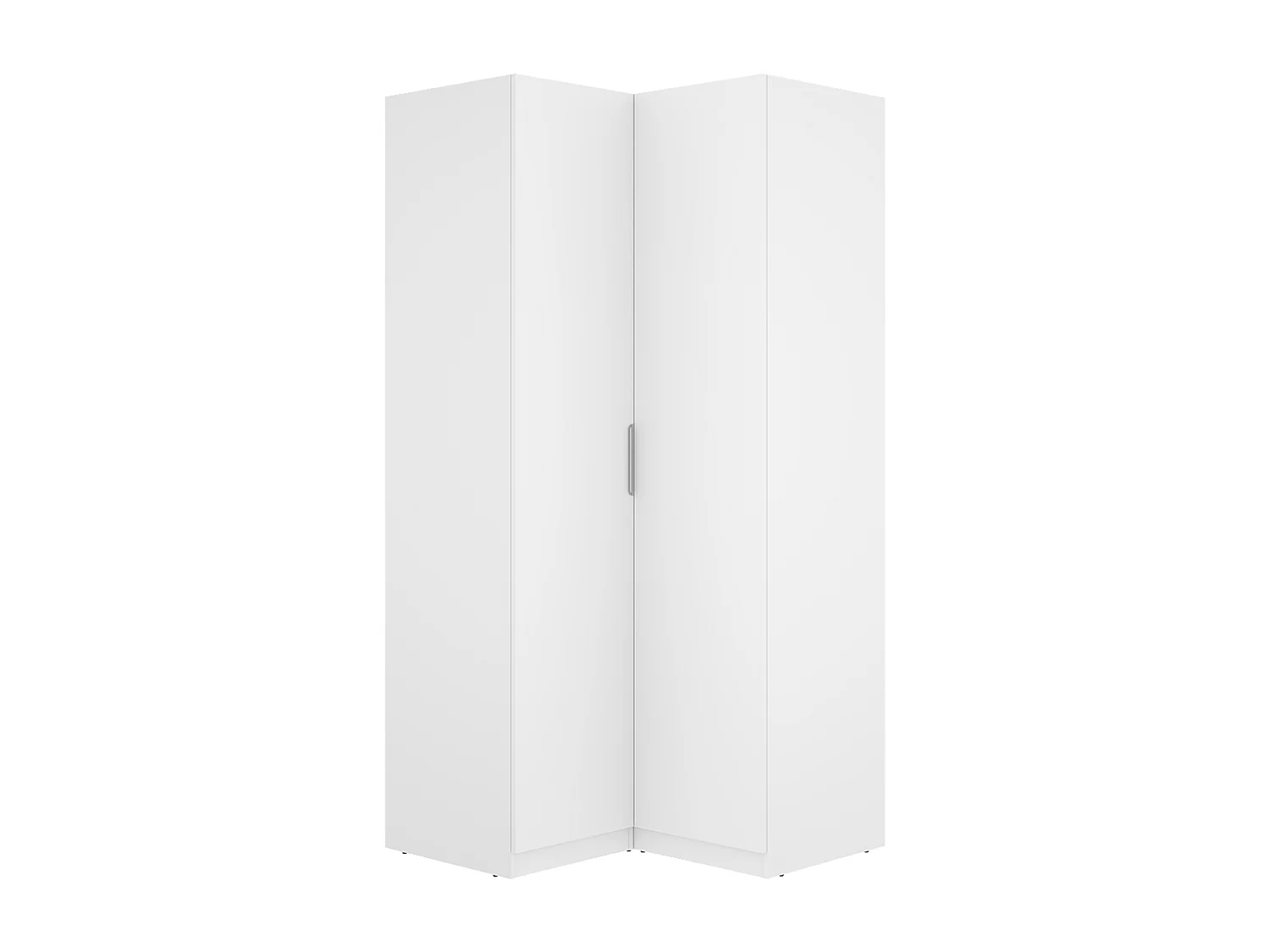 Armoire d'angle placard de rangement à 2 portes battantes, coloris blanc - Hauteur 203,5 x Longueur 95 x Profondeur 97 cm