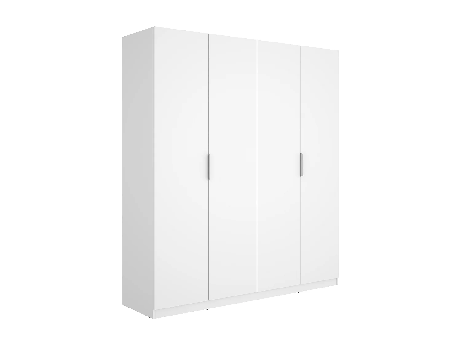 Armoire placard de rangement à 4 portes battantes, coloris blanc - Hauteur 203,5 x Longueur 182,1 x Profondeur 51,4 cm