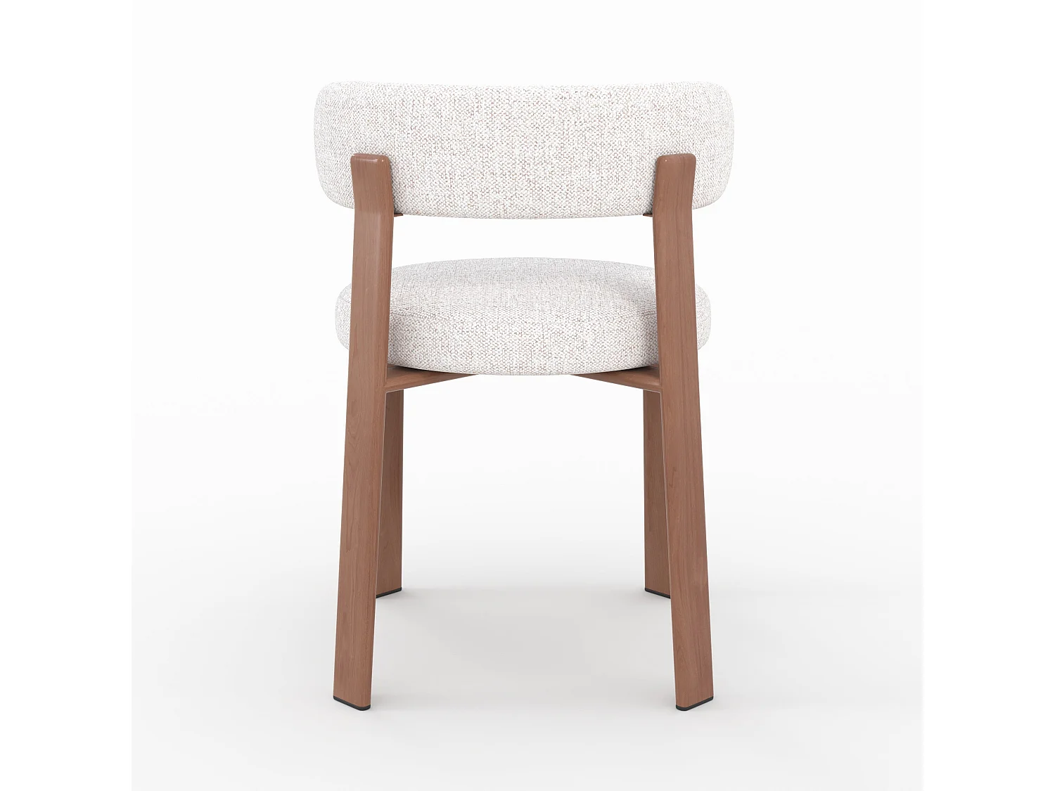 Lot de 2 chaises en tissu texturé blanc cassé, pieds en métal - Aura