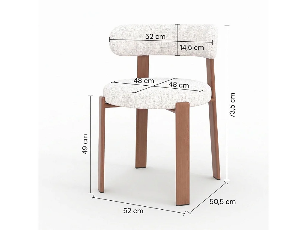 Lot de 2 chaises en tissu texturé blanc cassé, pieds en métal - Aura