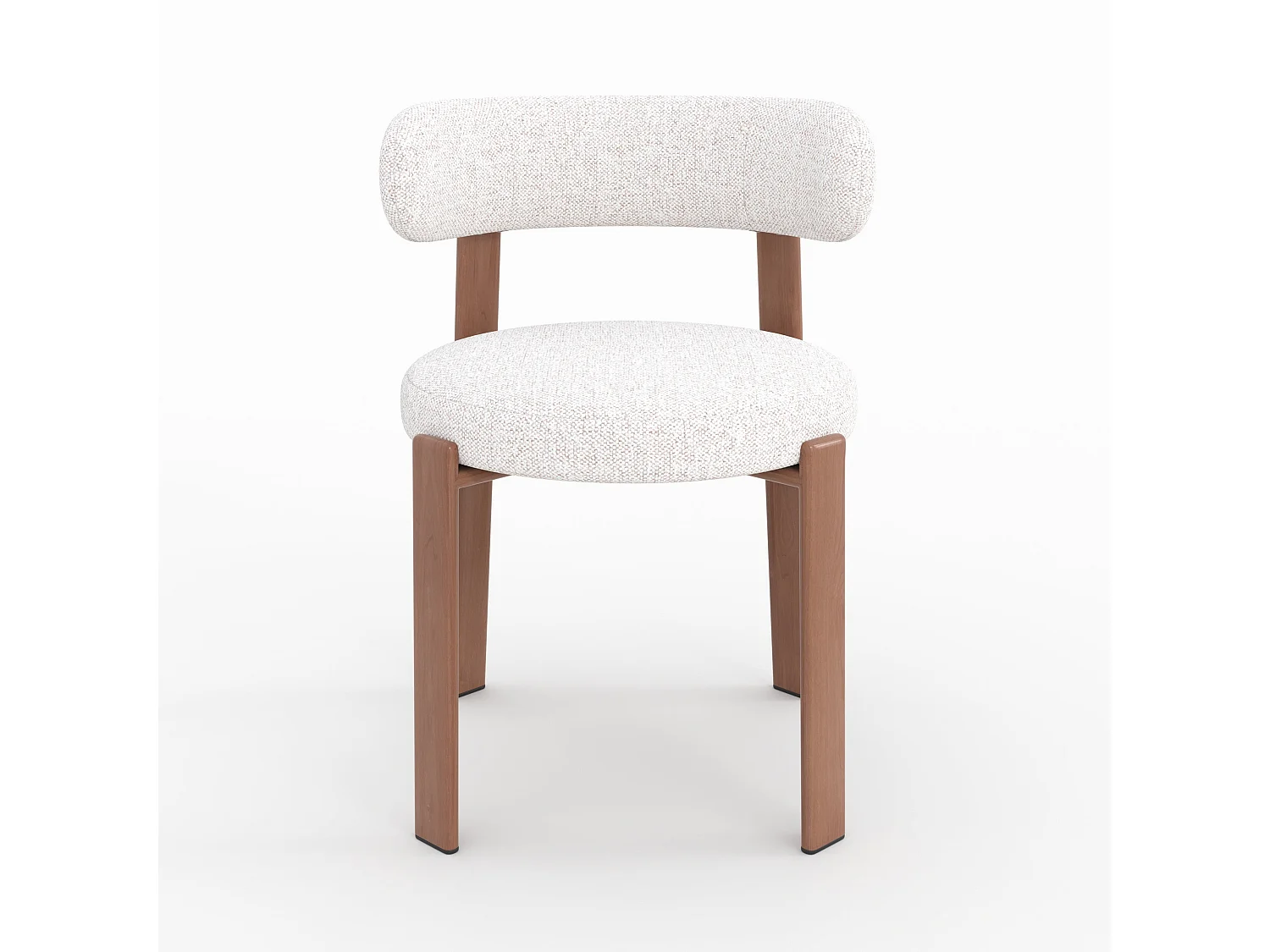 Lot de 2 chaises en tissu texturé blanc cassé, pieds en métal - Aura