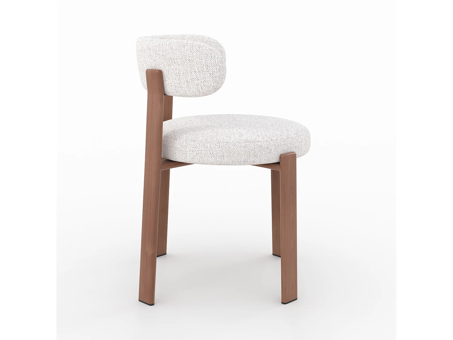 Lot de 2 chaises en tissu texturé blanc cassé, pieds en métal - Aura