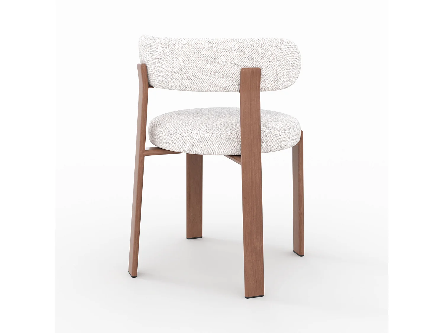 Lot de 2 chaises en tissu texturé blanc cassé, pieds en métal - Aura