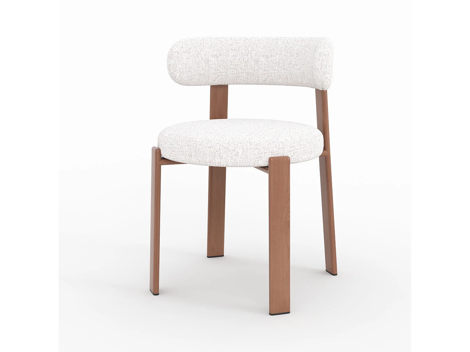 Lot de 2 chaises en tissu texturé blanc cassé, pieds en métal - Aura