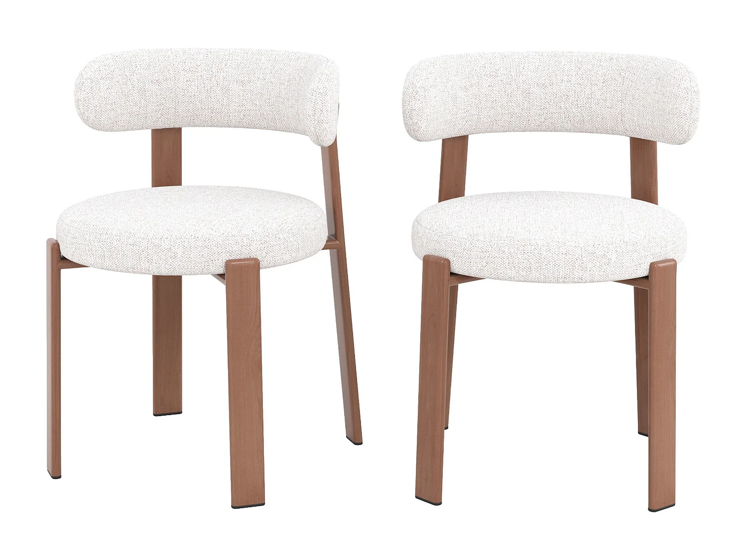 Set di 2 sedie in tessuto texturizzato greige, gambe in metallo - Aura