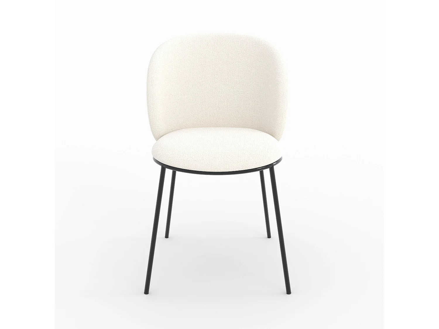 Lot de 2 chaises en tissu doux blanc, pieds métal noir - Bulle