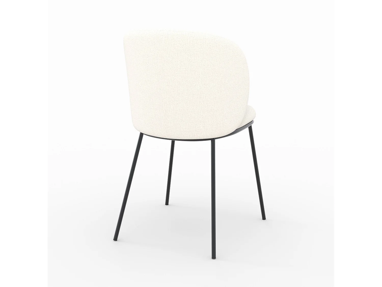Lot de 2 chaises en tissu doux blanc, pieds métal noir - Bulle