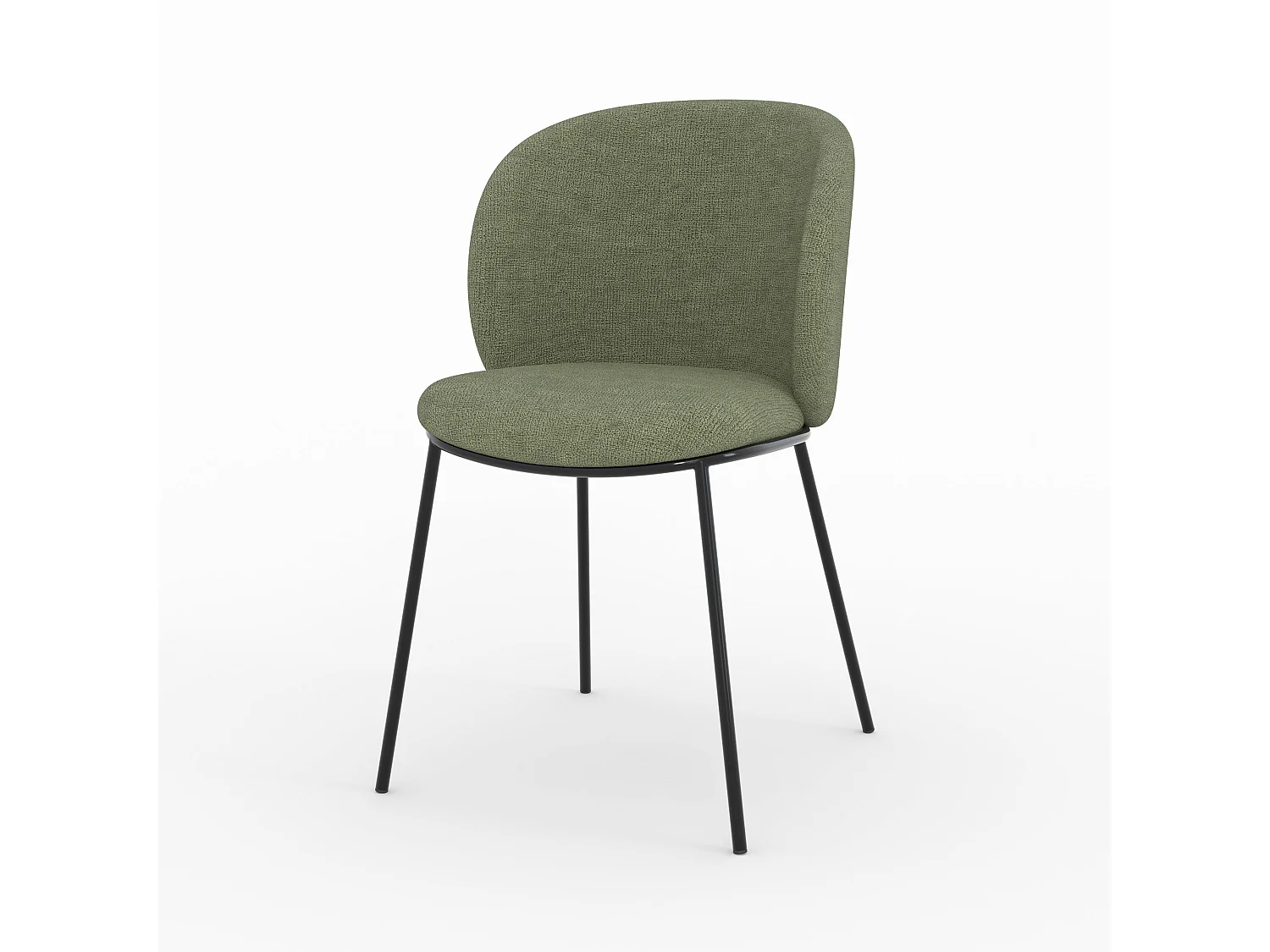 Lot de 2 chaises en tissu vert kaki, pieds métal noir - Bulle