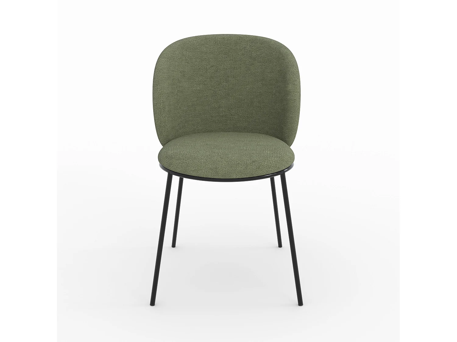 Lot de 2 chaises en tissu vert kaki, pieds métal noir - Bulle