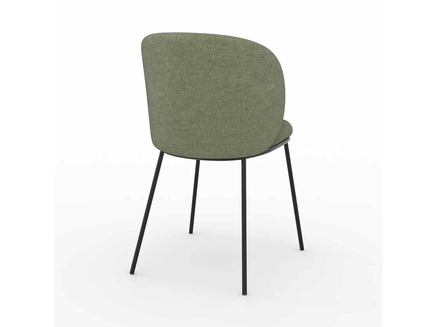 Lot de 2 chaises en tissu vert kaki, pieds métal noir - Bulle