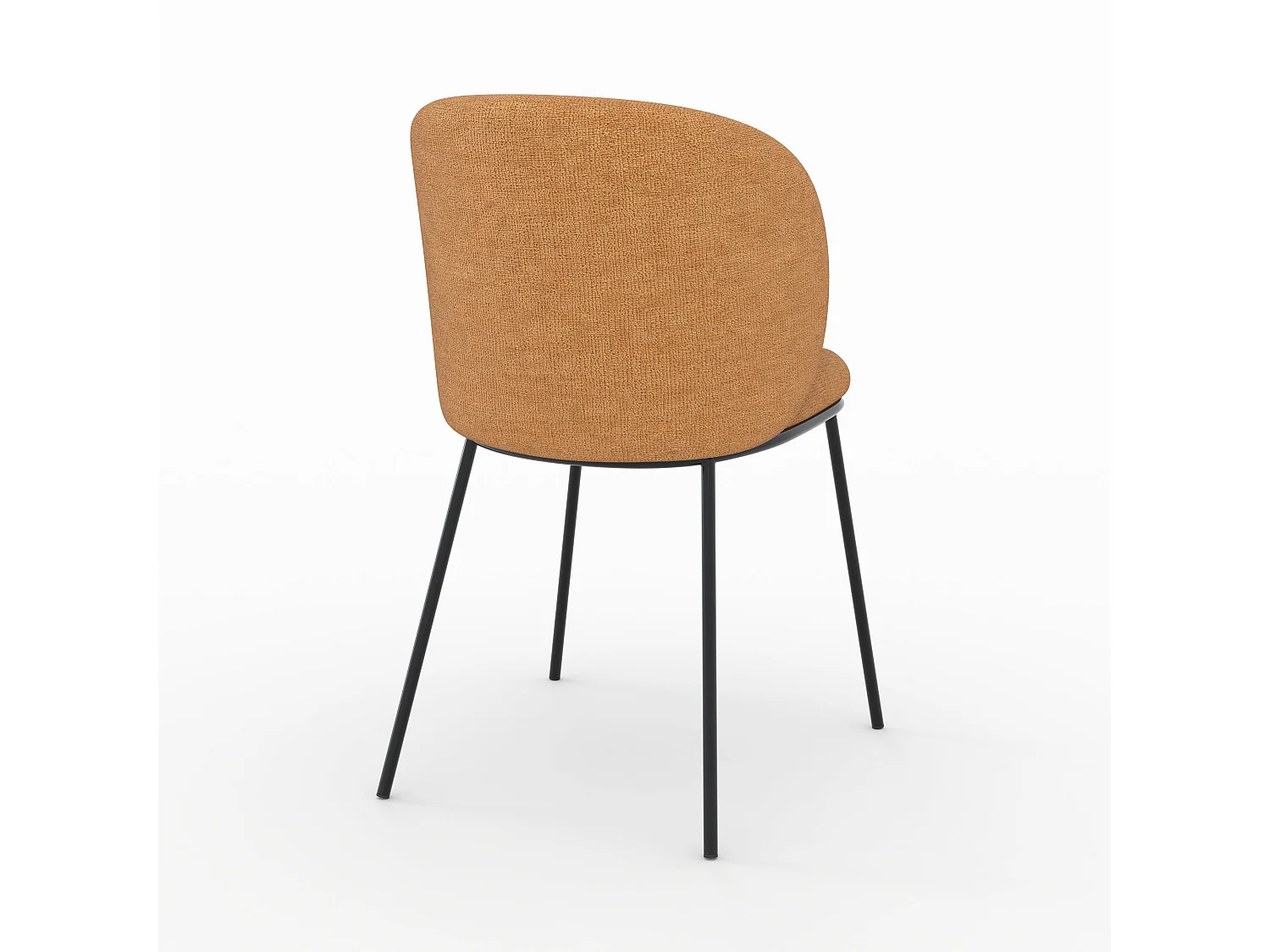 Lot de 2 chaises en tissu jaune moutarde, pieds métal noir - Bulle