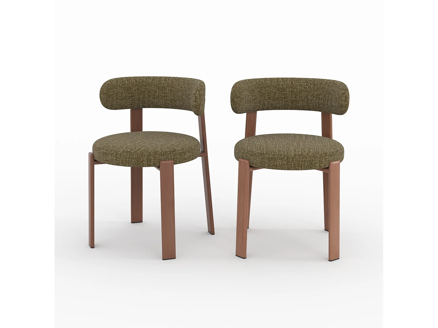 Set di 2 sedie in tessuto texturizzato verde kaki, gambe in metallo - Aura