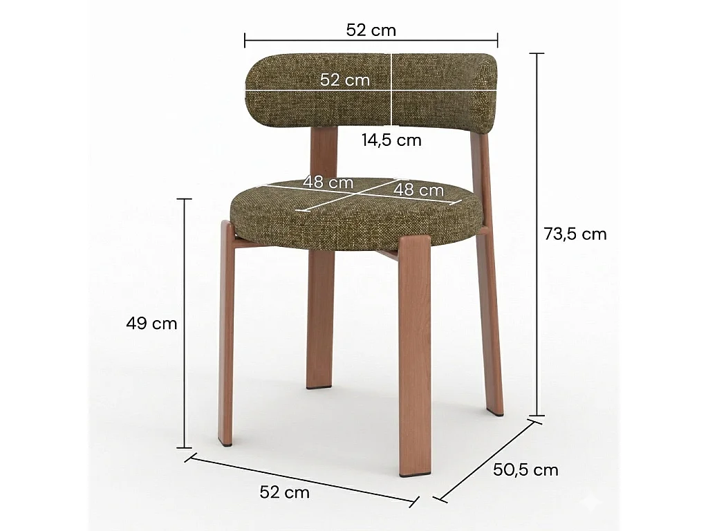 Set di 2 sedie in tessuto texturizzato verde kaki, gambe in metallo - Aura