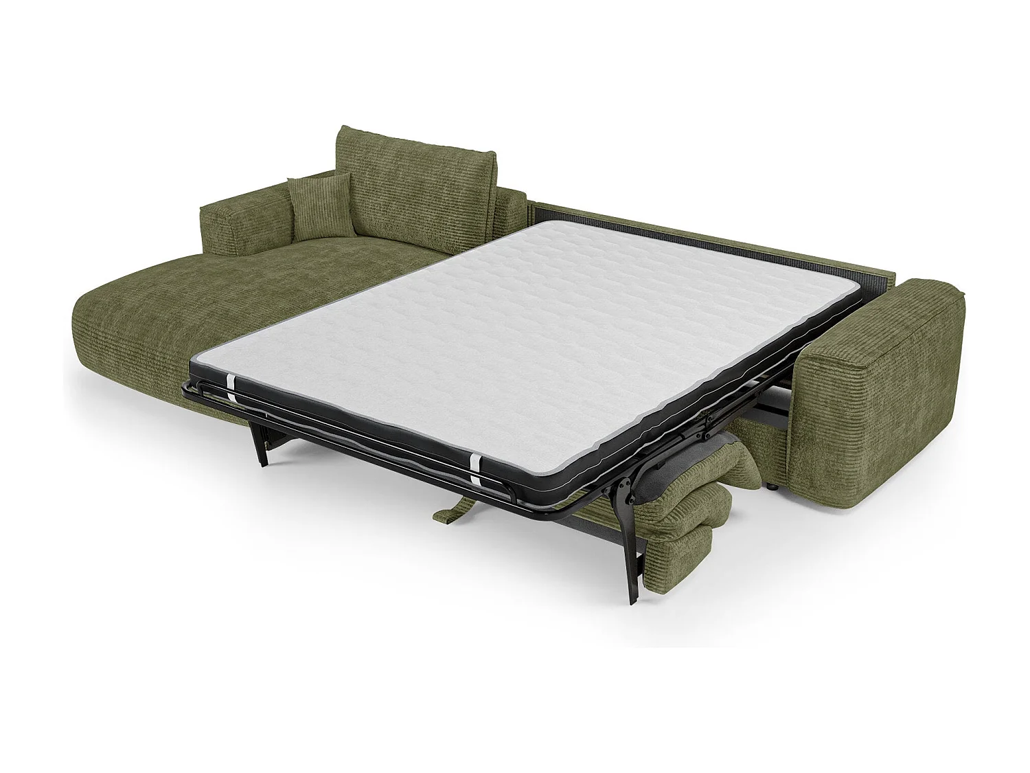 Canapé d'angle gauche convertible express COMO en Velours côtelé