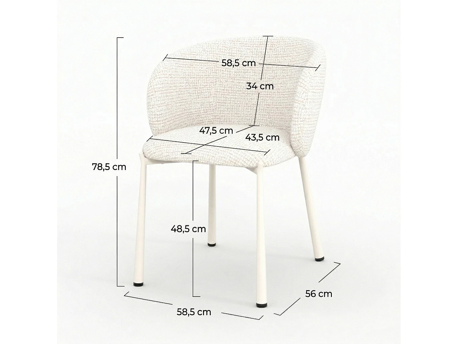 Chaise en tissu texturé écru chiné - Danaë