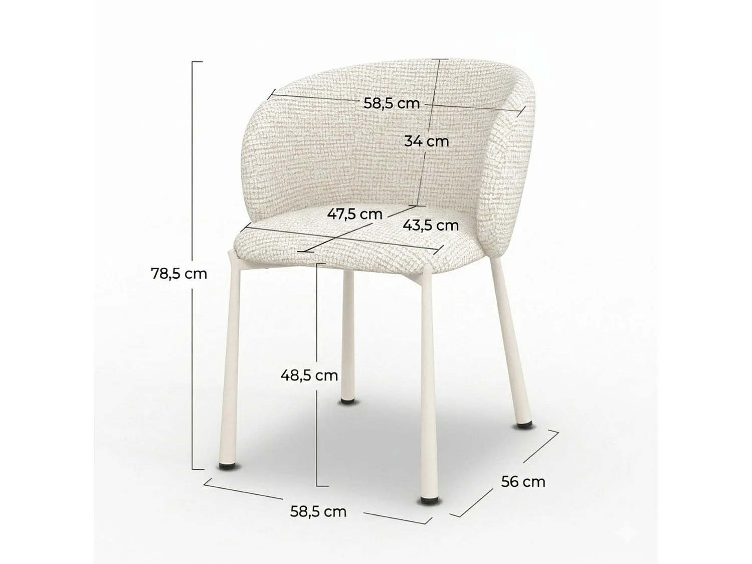 Chaise en tissu texturé écru chiné - Danaë