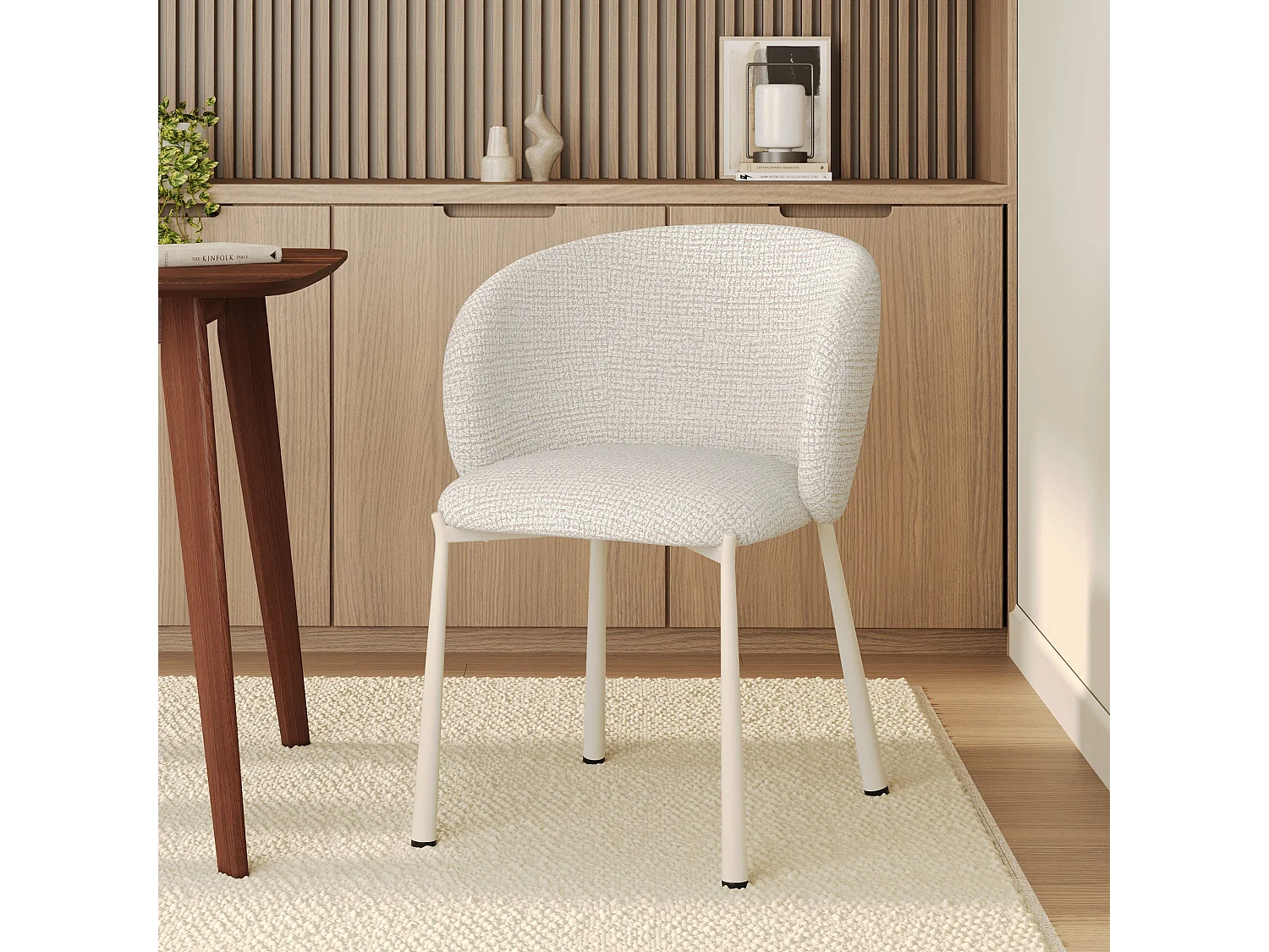 Chaise en tissu texturé écru chiné - Danaë