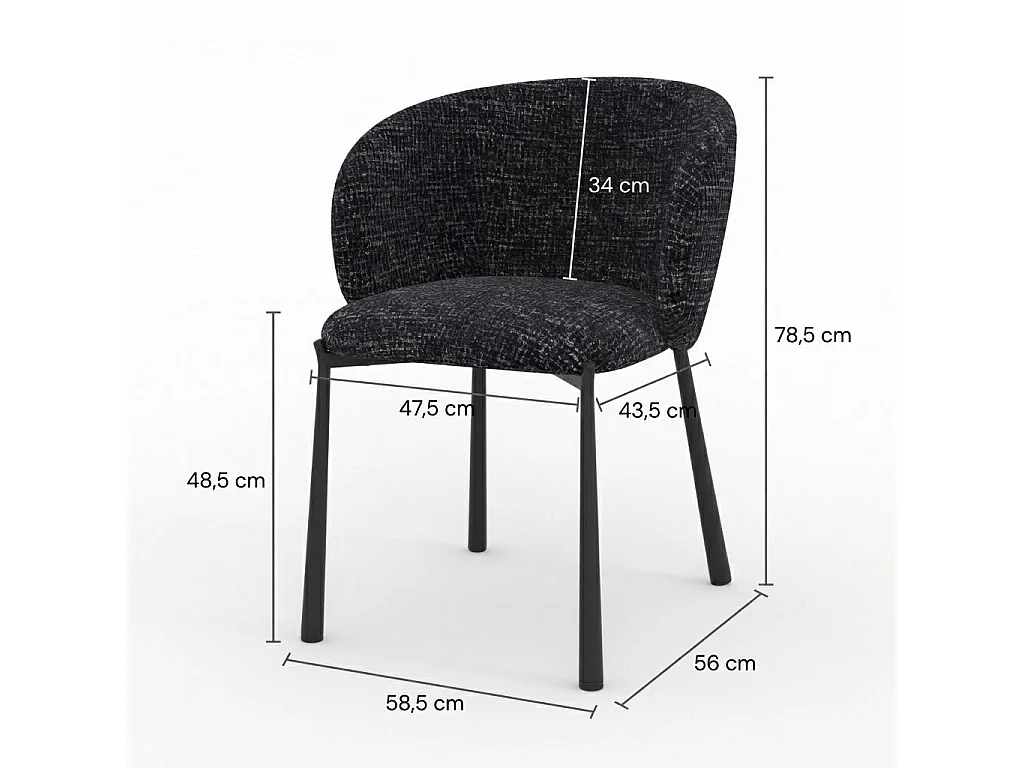 Chaise en tissu texturé noir - Danaë