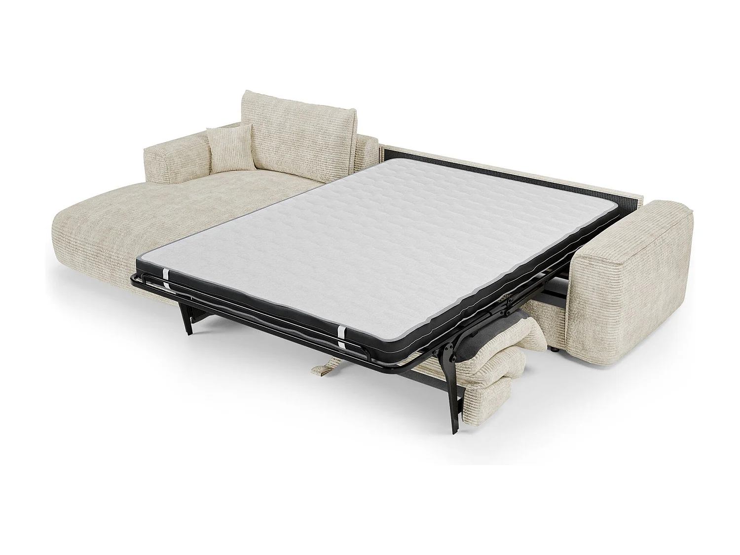 Canapé d'angle gauche convertible express COMO en Velours côtelé