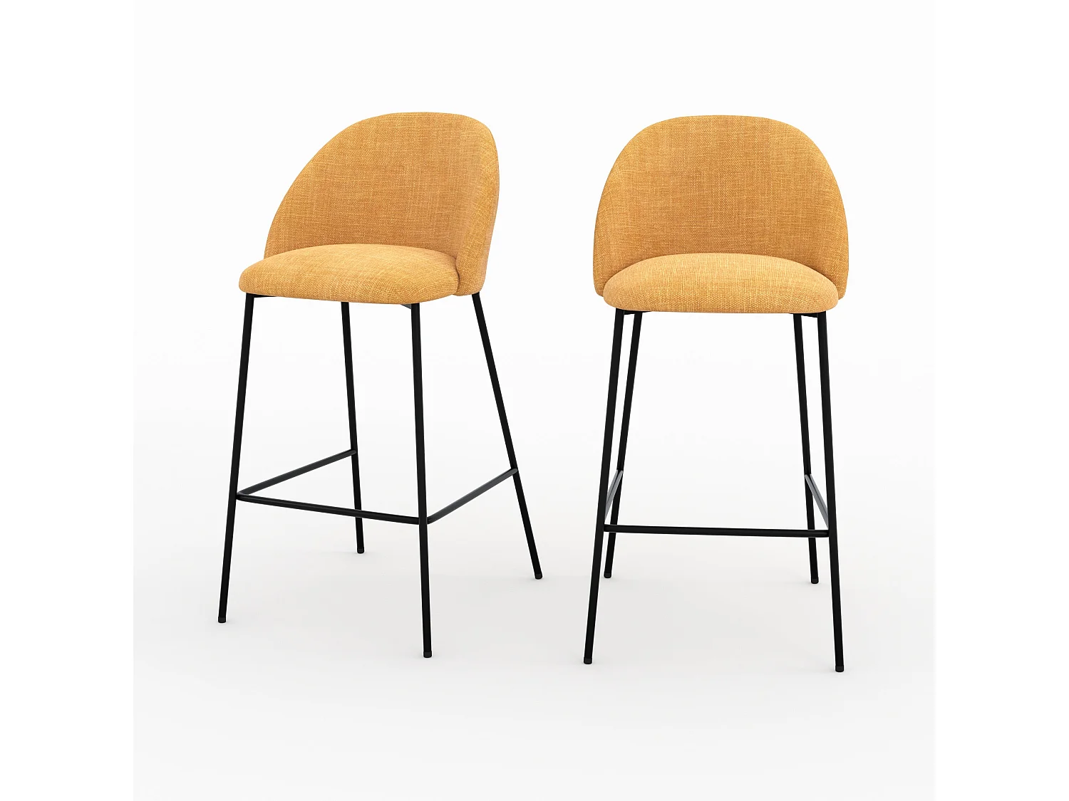 Lot de 2 chaises pour ilot central 66,5 cm en tissu jaune moutarde - Karl