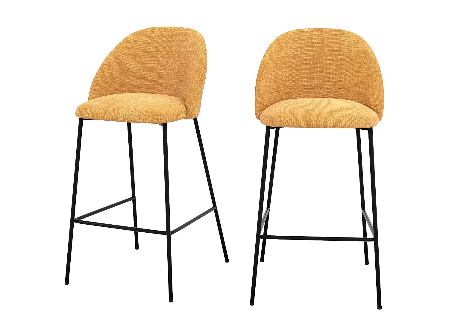 Lot de 2 chaises pour ilot central 66,5 cm en tissu jaune moutarde - Karl