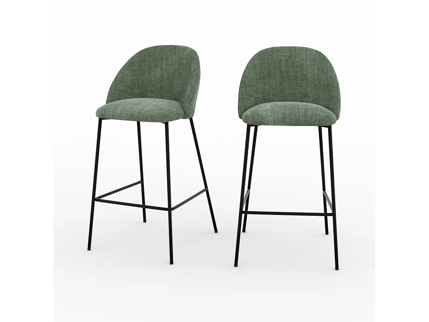 Lote de 2 sillas para isla central de 66,5 cm en tela verde abeto - Karl