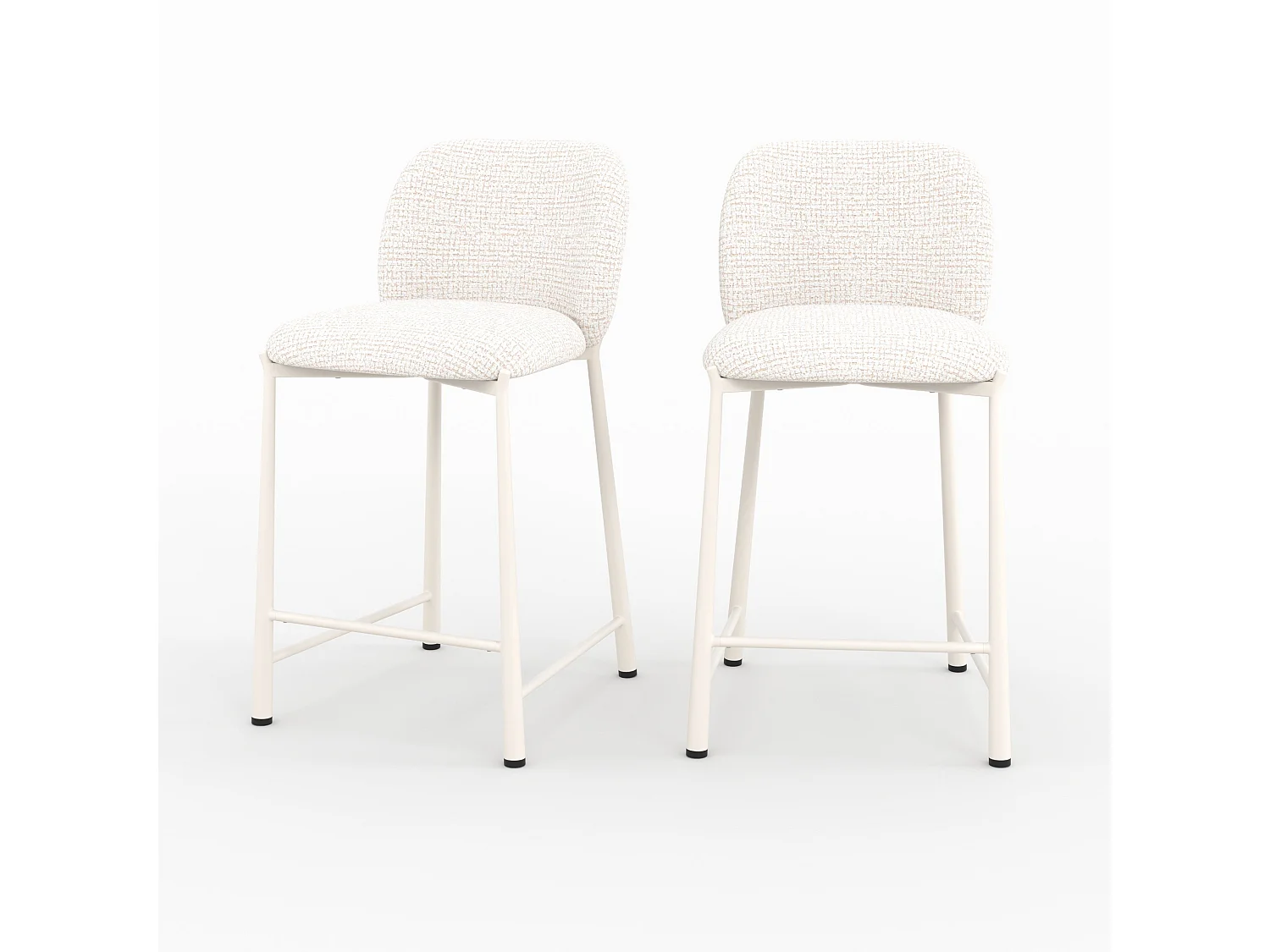 Lote de 2 sillas para isla central 65,5 cm, tejido texturizado crudo. - Bento