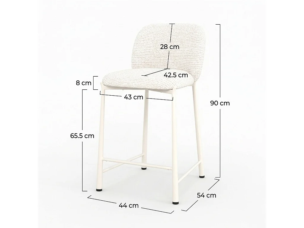 Lote de 2 sillas para isla central 65,5 cm, tejido texturizado crudo. - Bento