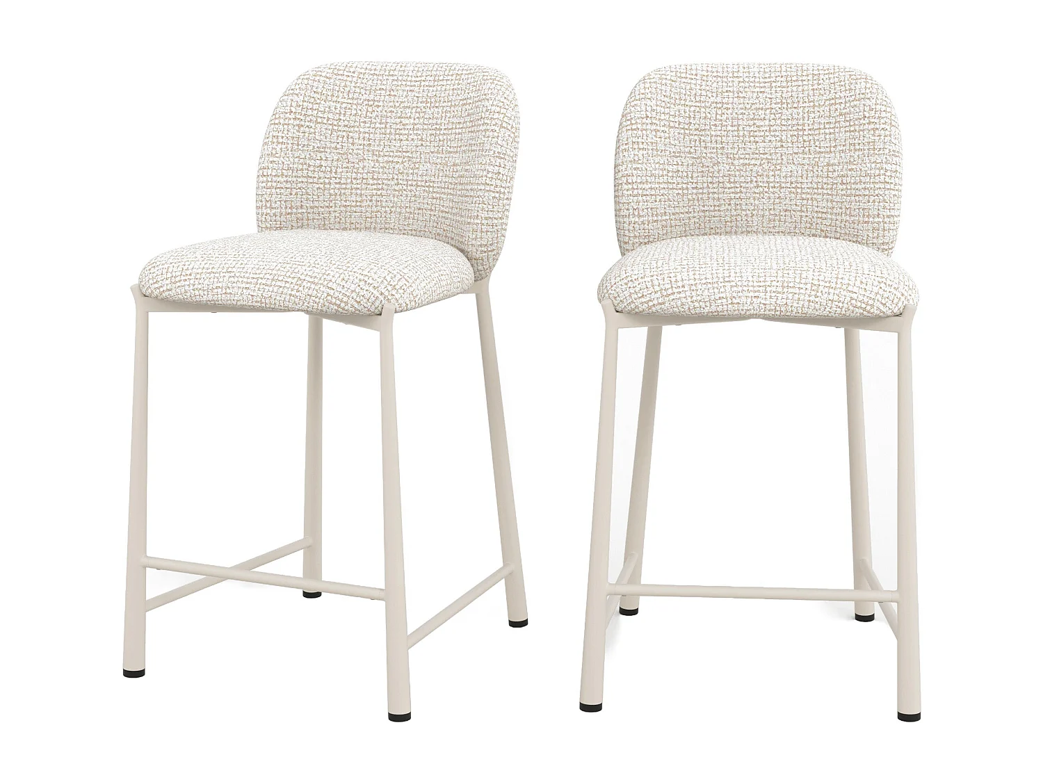 Lot de 2 chaises pour ilot central 65,5 cm, tissu texturé écru chiné - Bento