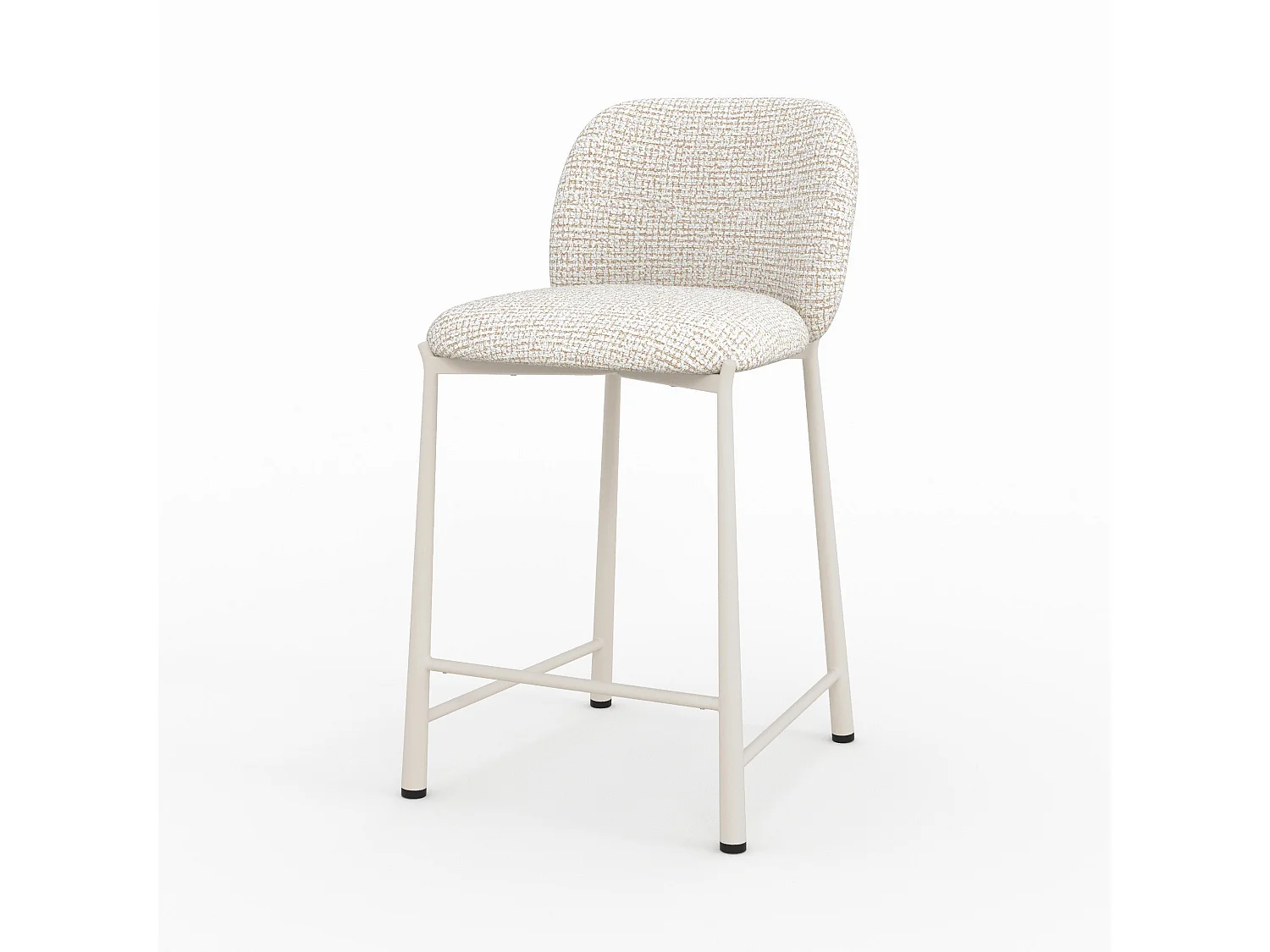 Lot de 2 chaises pour ilot central 65,5 cm, tissu texturé écru chiné - Bento