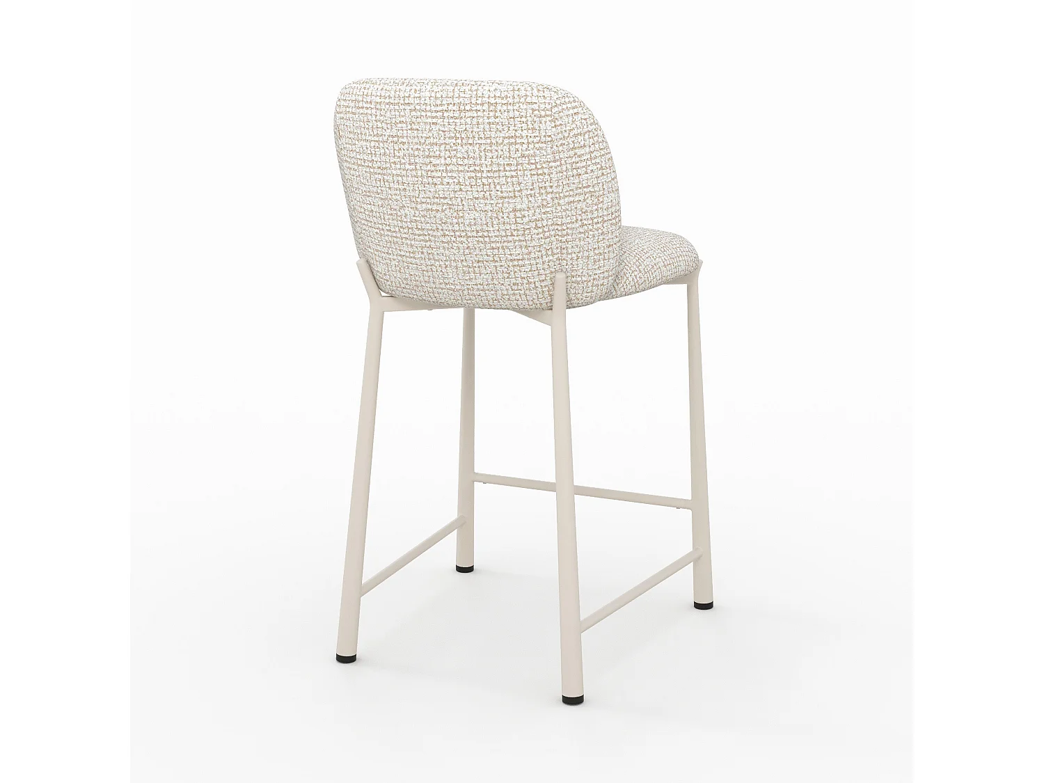 Lot de 2 chaises pour ilot central 65,5 cm, tissu texturé écru chiné - Bento