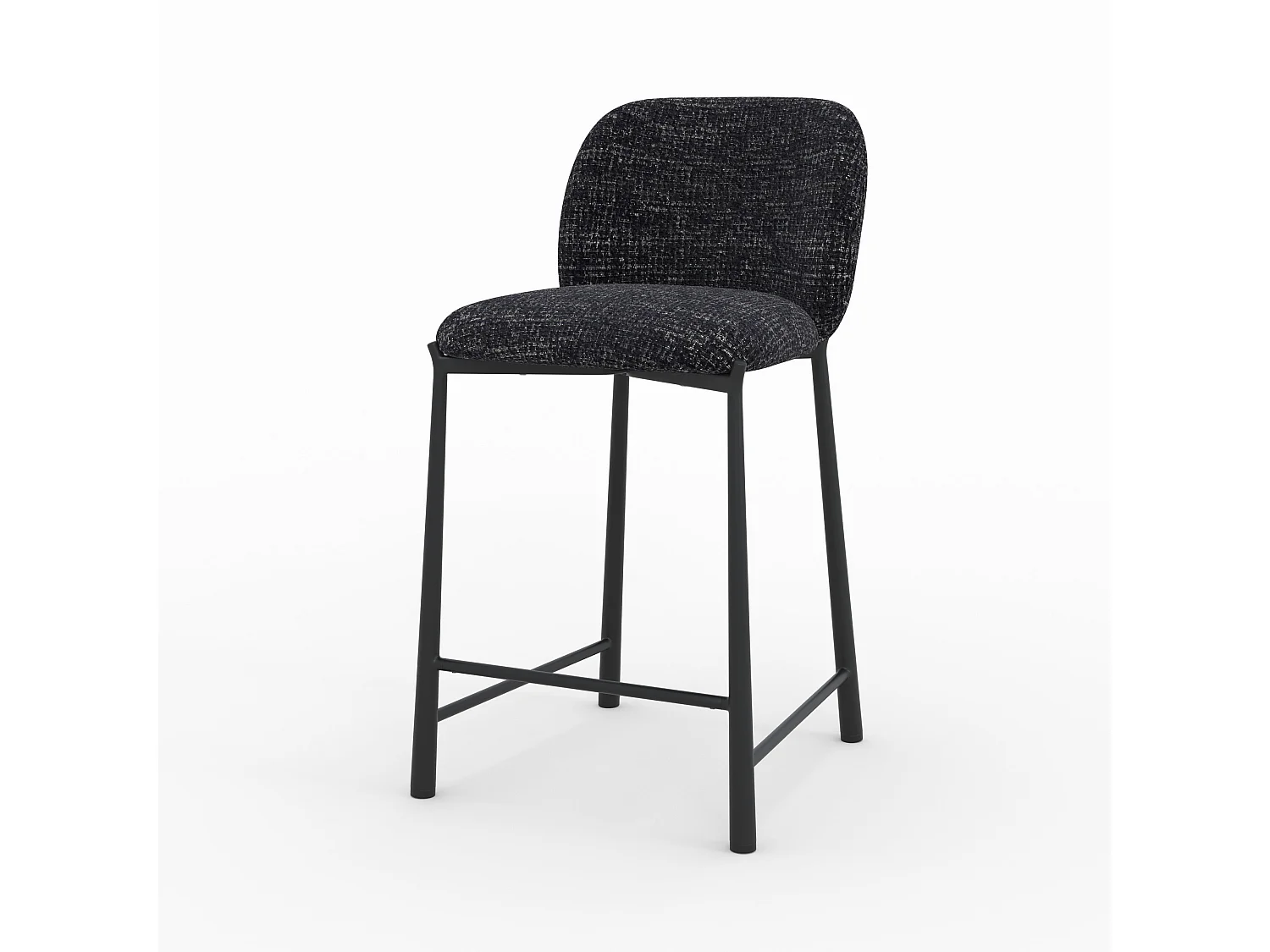 Lot de 2 chaises pour ilot central 65,5 cm en tissu texturé noir - Bento